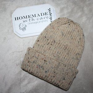 Tan Fleck knit beanie handmade